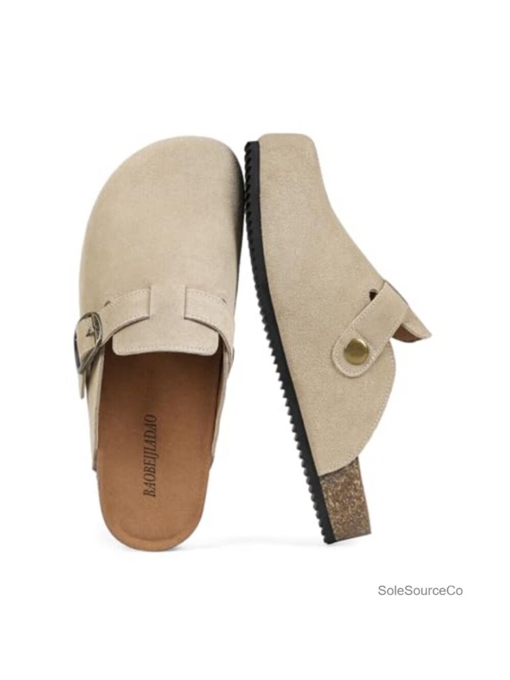 Suede Clogs Arch Support Cork Footbed Slip On Mules Sandals